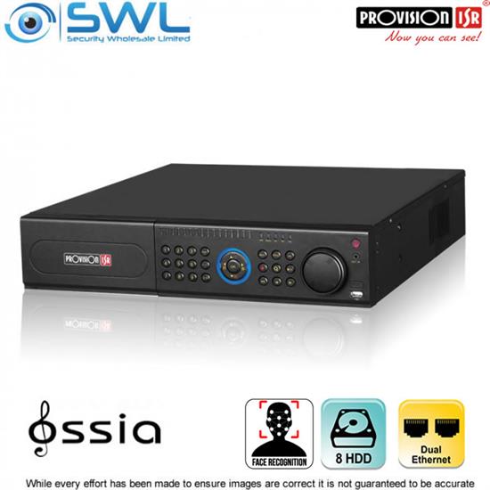Provision-ISR NVR8-32800RFA (2U) 32CH FACE RECOGNITION NVR No PoE  2x NIC