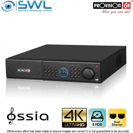 Provision-ISR NVR8-641600R (2U) 64CH 4K NVR No PoE  2x NIC 8x HDD  No HDD Incl 